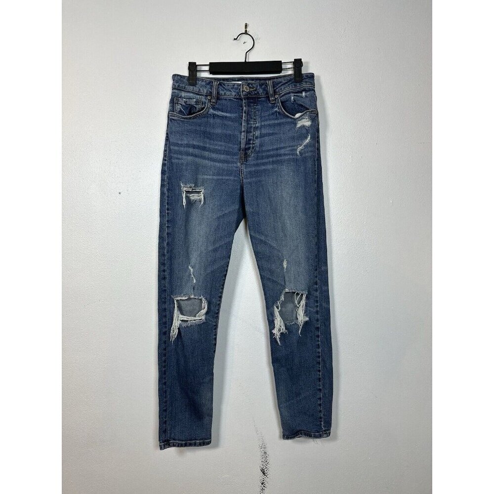 Eunina Tobi womens super high rise‎ mom jeans juniors 7 stretch dark Distressed